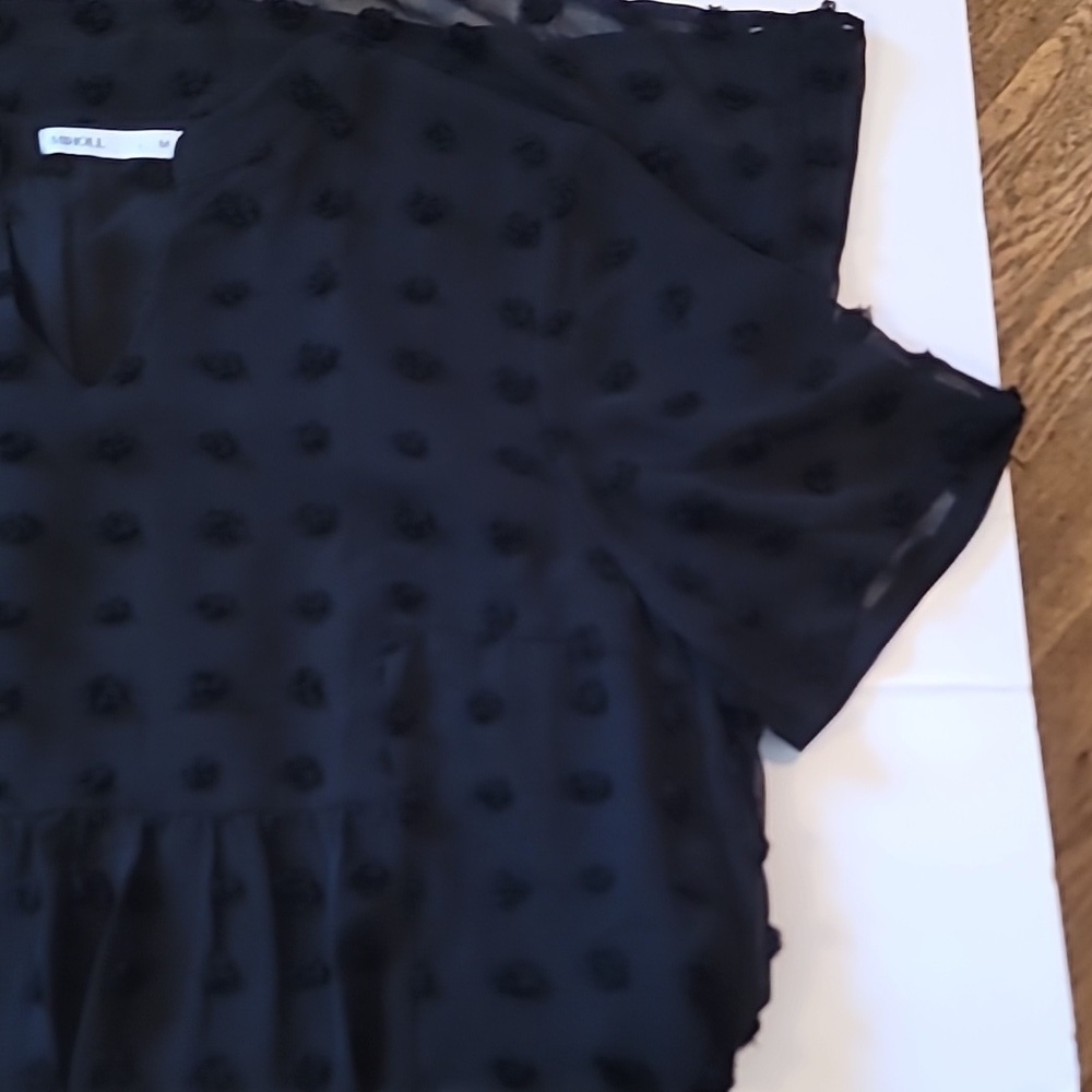 Amazon Miholl Black Chiffon Polka Dot Dress - Picture 3 of 5